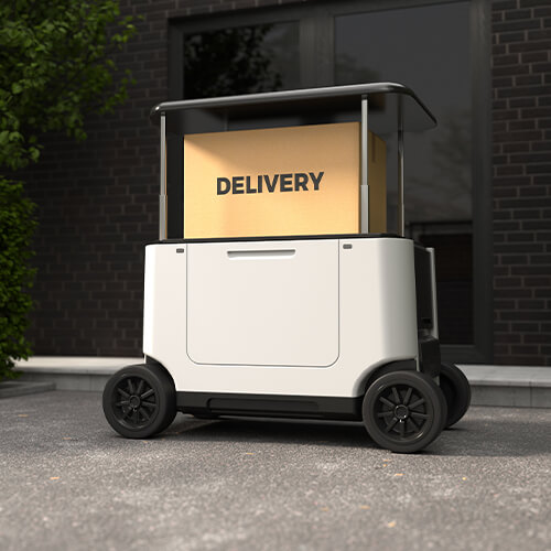 Delivery robot at front door